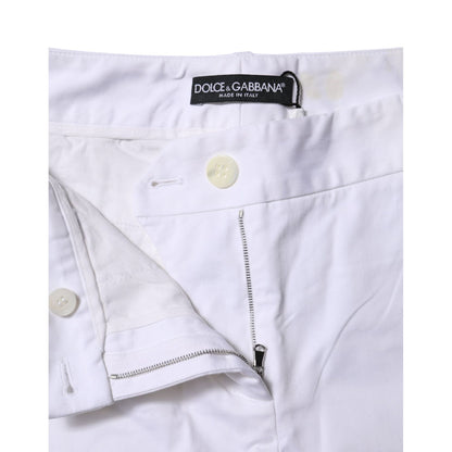 Dolce & Gabbana White Cotton Stretch Mid Waist Jeans