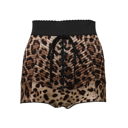 Dolce & Gabbana Brown Leopard High Waist Hot Pants Shorts