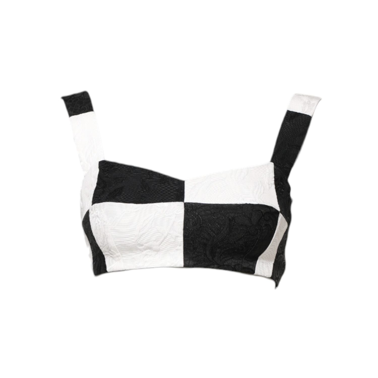 Dolce & Gabbana Black White Cropped Bustier Corset Bra Top