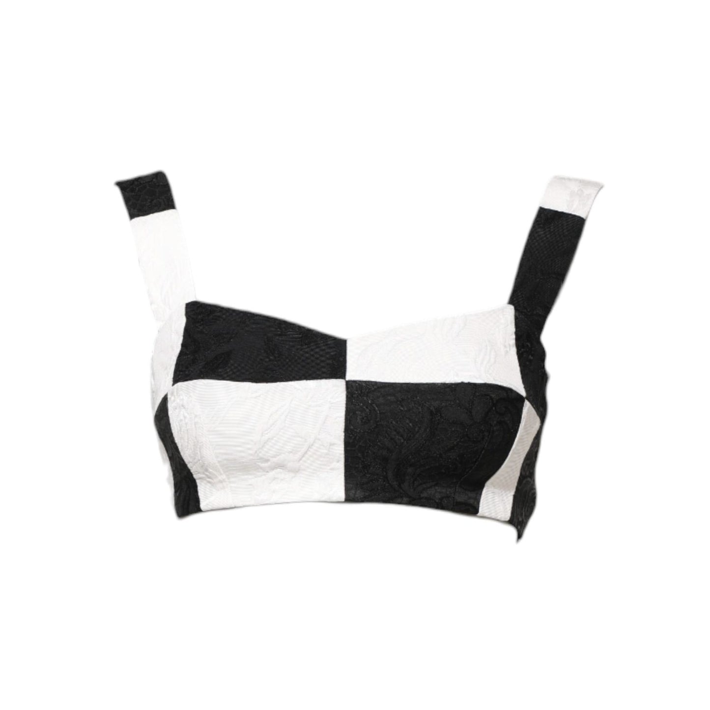 Dolce & Gabbana Black White Cropped Bustier Corset Bra Top