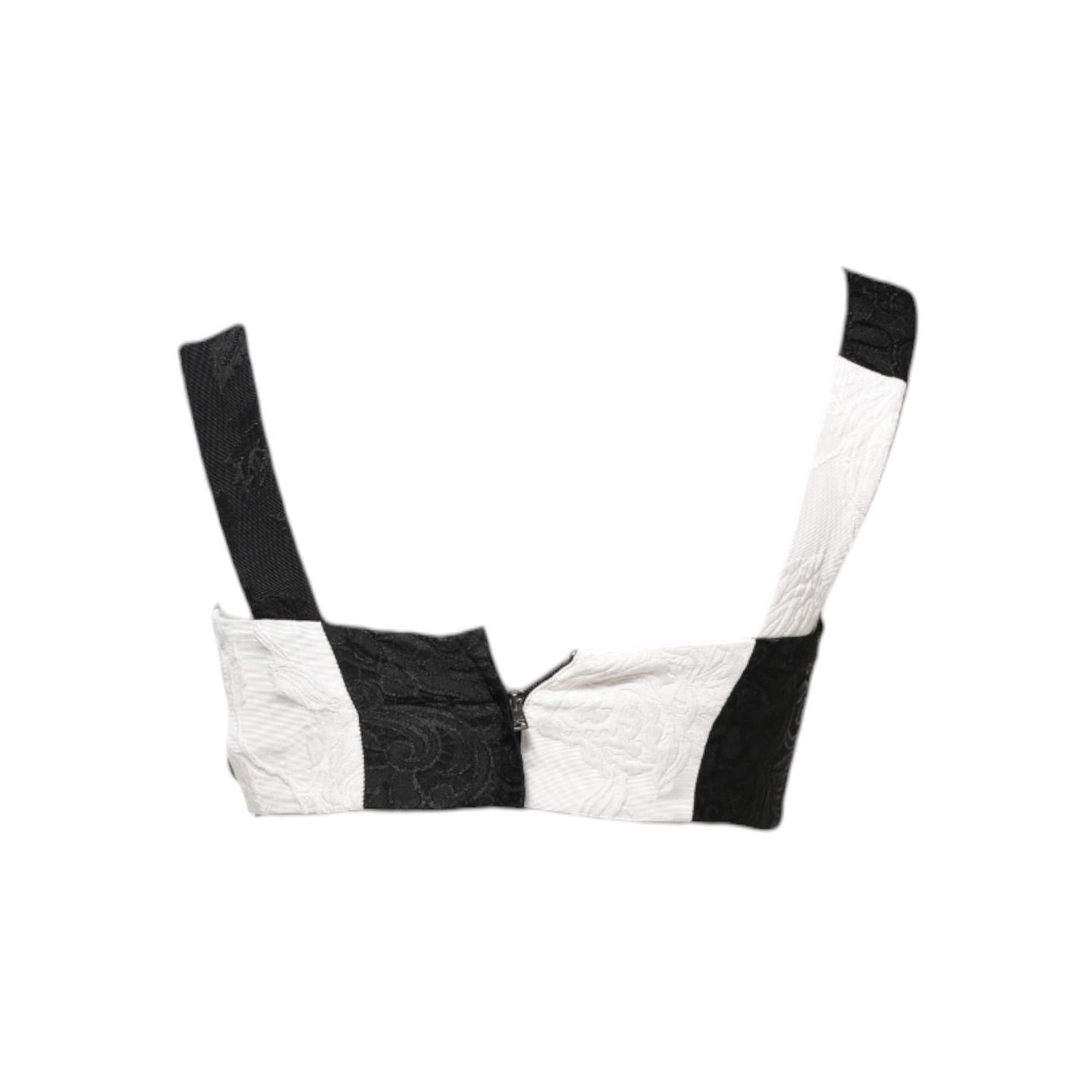 Dolce & Gabbana Black White Cropped Bustier Corset Bra Top