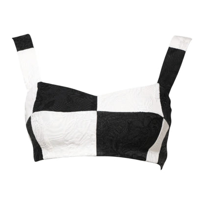 Dolce & Gabbana Black White Cropped Bustier Corset Bra Top