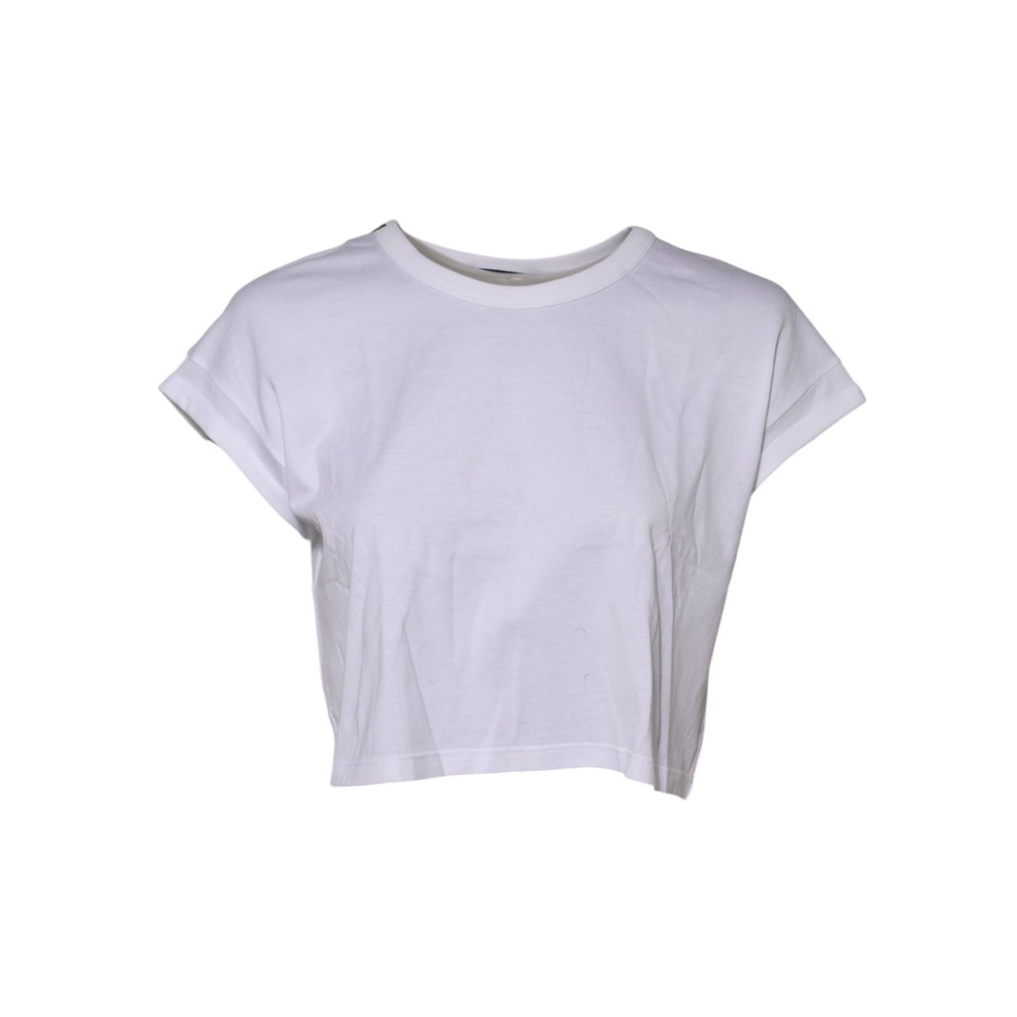 Dolce & Gabbana White Cotton Short Sleeves Cropped T-shirt