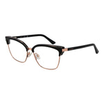 Guess Rose Gold Women Glasses Frame in browline style, full-rim stainless steel with demo lenses, includes branded case.