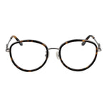 Guess Brown Women Glasses Frame, round full-rim style, metal material, demo plastic lenses, size 53-18-145, includes branded case.