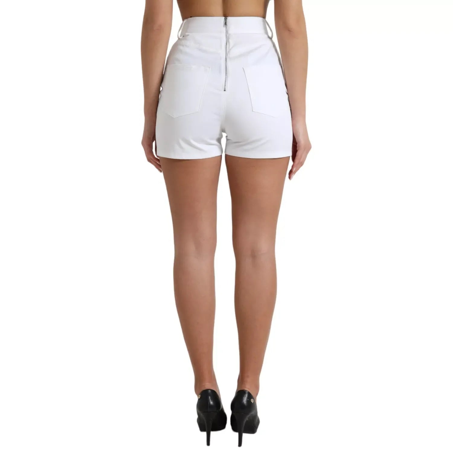 Dolce & Gabbana White Front Lace High Waist Hot Pants Shorts