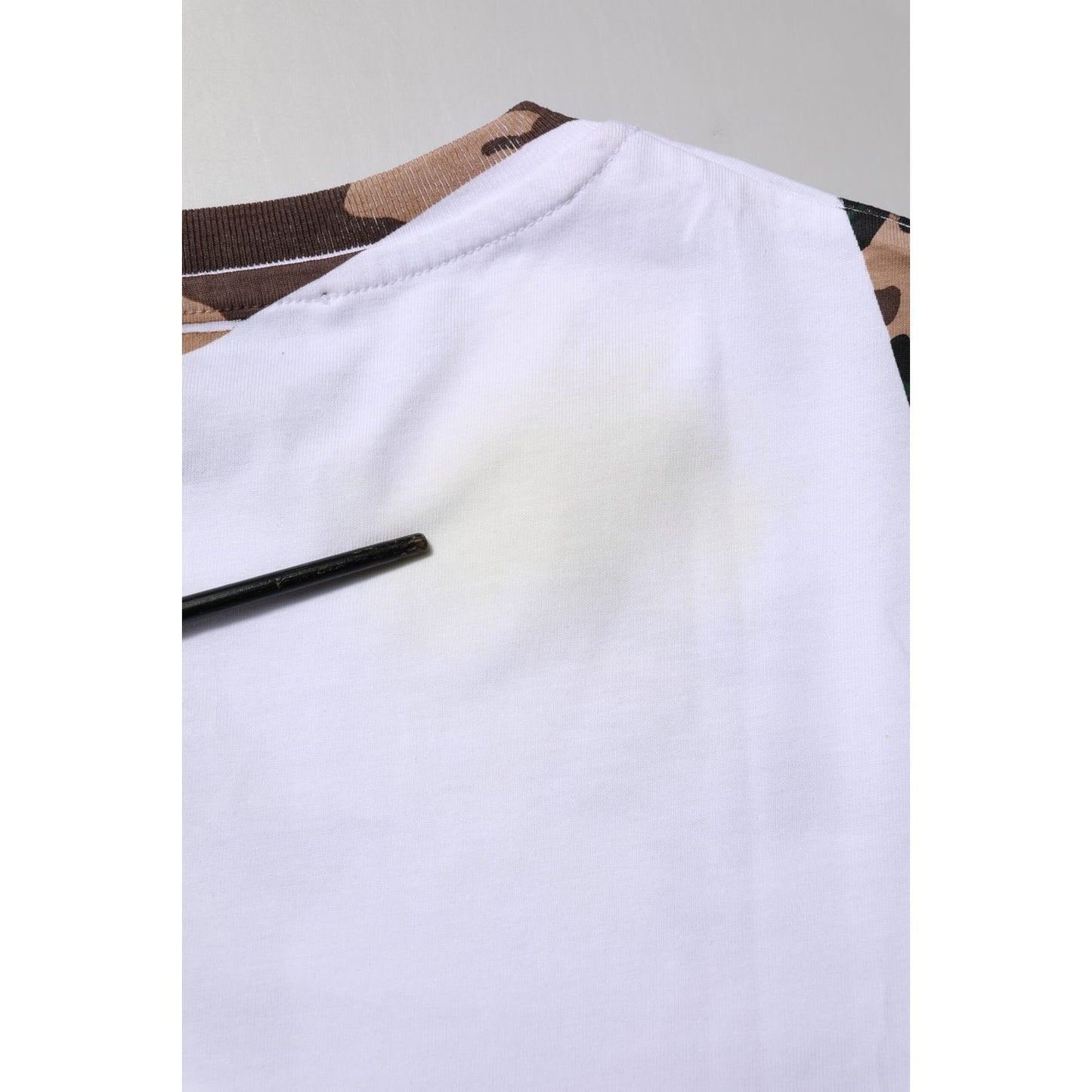 Dolce & Gabbana White Camouflage Cotton Men Crew Neck T-shirt