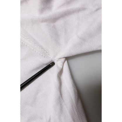 Dolce & Gabbana White Silk Short Sleeves Men Henley T-shirt