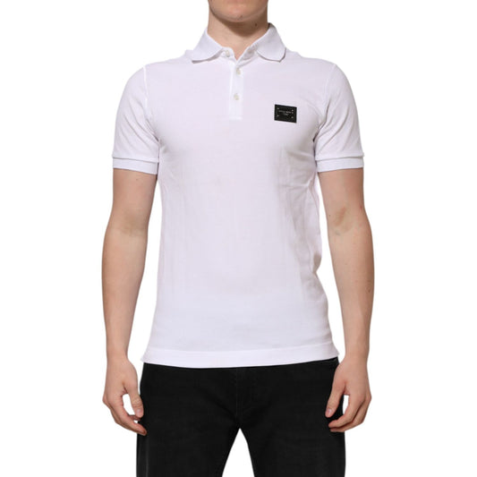 Dolce & Gabbana White Logo Short Sleeve Collared Polo T-shirt