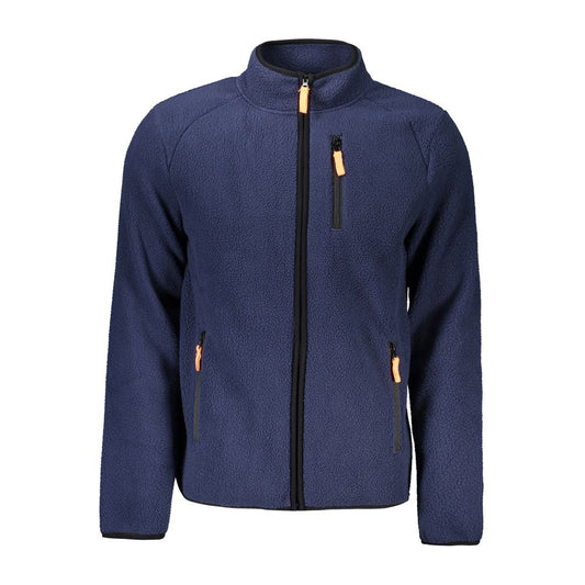 Norway 1963 Blue Polyester Men Sweater with zip detail and contrasting elements, featuring the Norway 1963 logo, ideal for trendsetters.