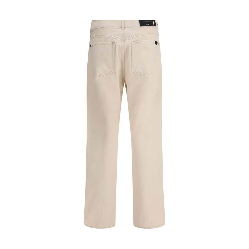 7FOR Beige Cotton Straight-Leg Jeans