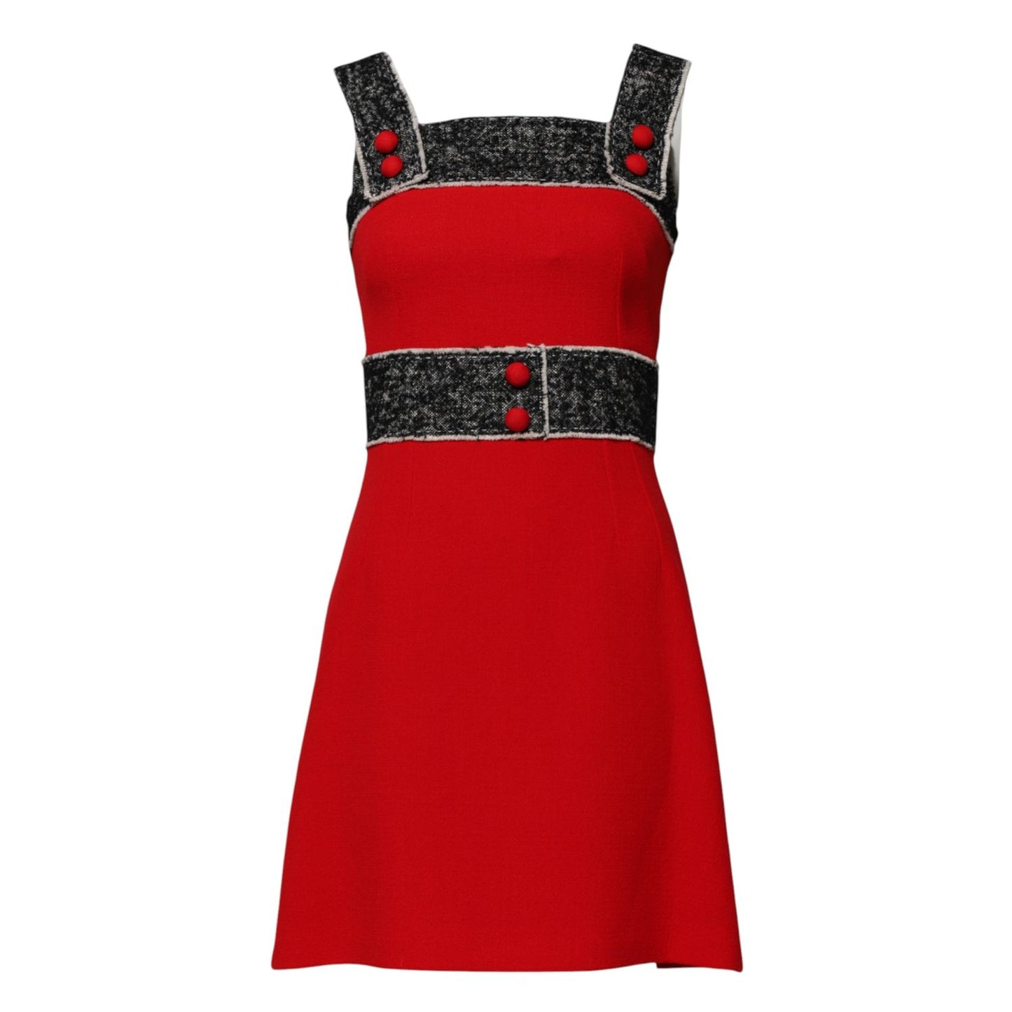 Dolce & Gabbana Red Wool Sleeveless A-line Flared Mini Dress