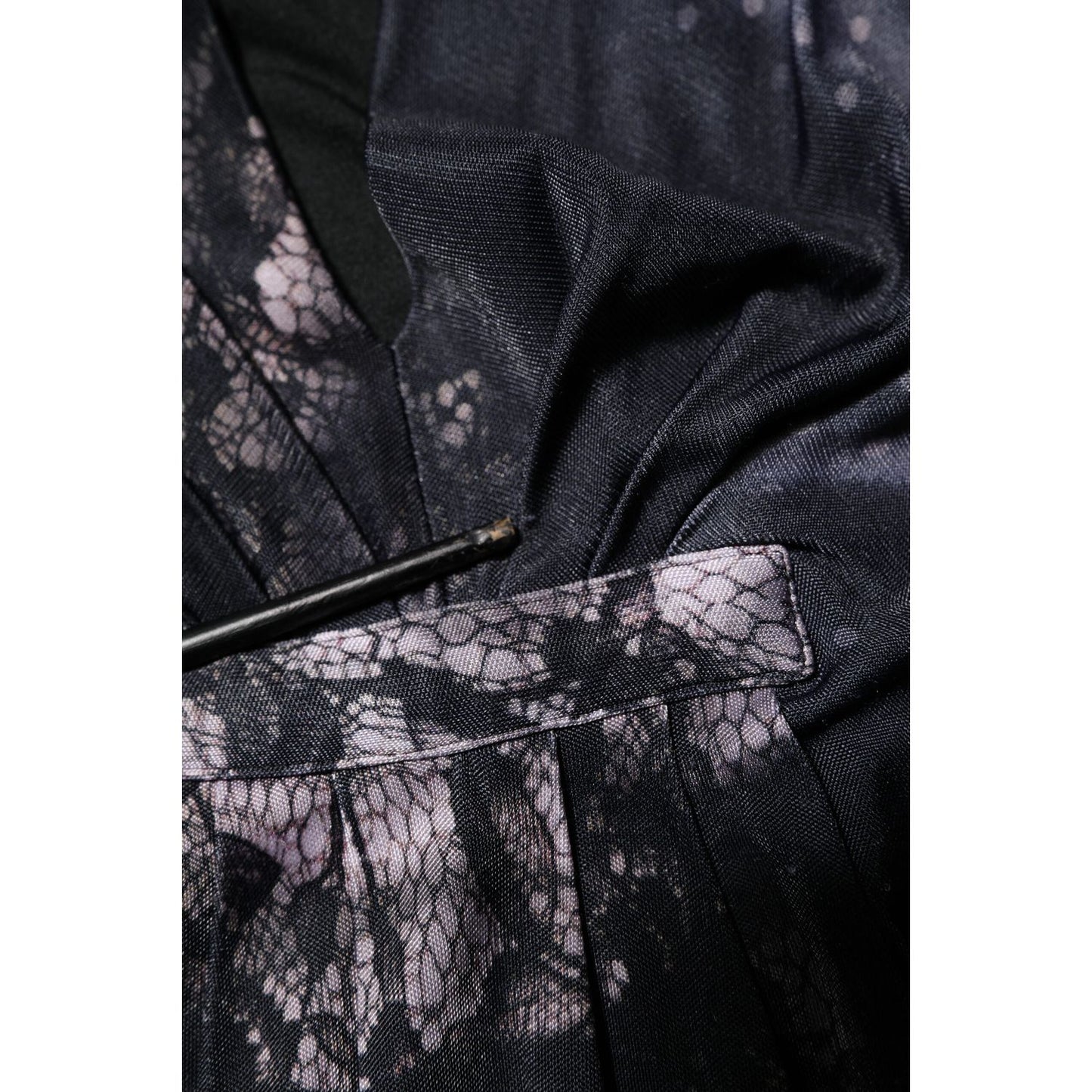 Roberto Cavalli Black Floral Viscose Sheath Midi Dress