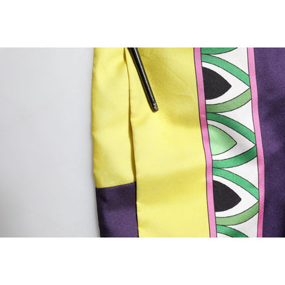 Dolce & Gabbana Blue Floral Print Silk Long Sleeves Wrap Robe