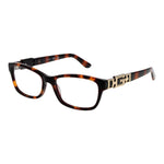 Guess Brown Women Glasses Frame, full-rim acetate in brown, rectangle style with demo lenses, includes branded case.