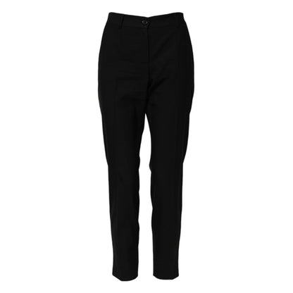 Dolce & Gabbana Black Wool High Waist Tapered Pants