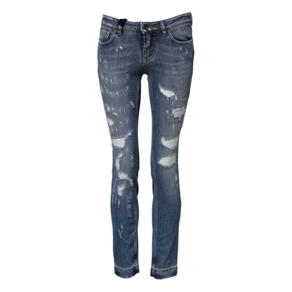 Dolce & Gabbana Blue PRETTY Tattered Skinny Denim Jeans
