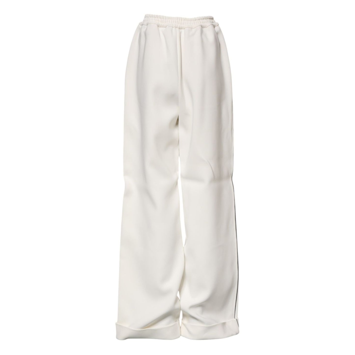 Dolce & Gabbana White Viscose Wide Leg Pull On Pants