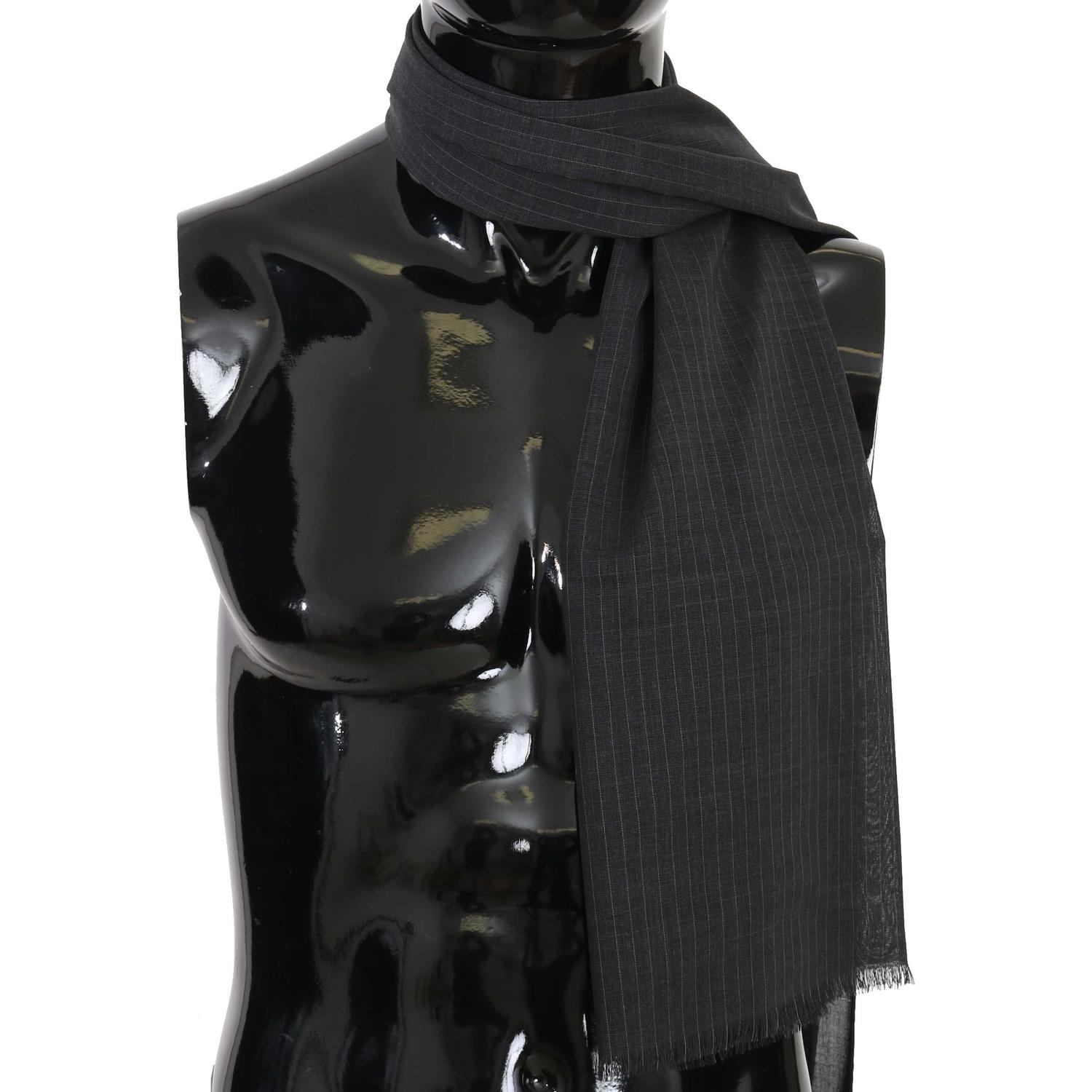 优雅灰色条纹羊毛男士围巾