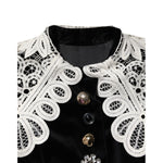 Dolce & Gabbana Black Velvet Lace Collared Embellished Dress