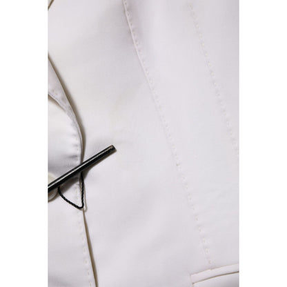 Dolce & Gabbana White Wool Single Breasted Women Coat Jacket