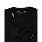 Dolce & Gabbana Black Rose Sequin Embellishments Blouse Top