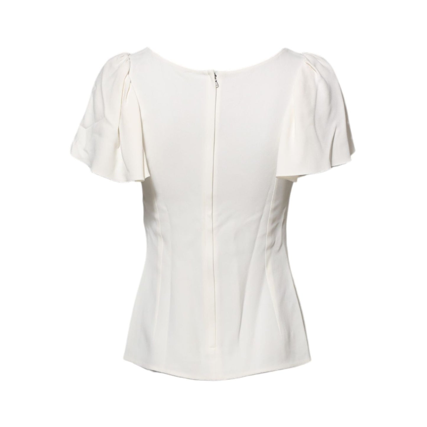 Dolce & Gabbana White Round Neck Short Sleeves Blouse Top