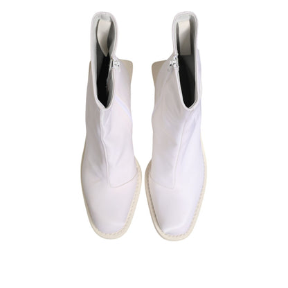 Maison Margiela White Square Heel Zip Ankle Boots Shoes