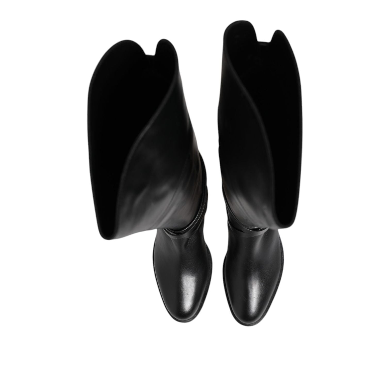 Elisabetta Franchi Black Leather Buckled High Boots Shoes