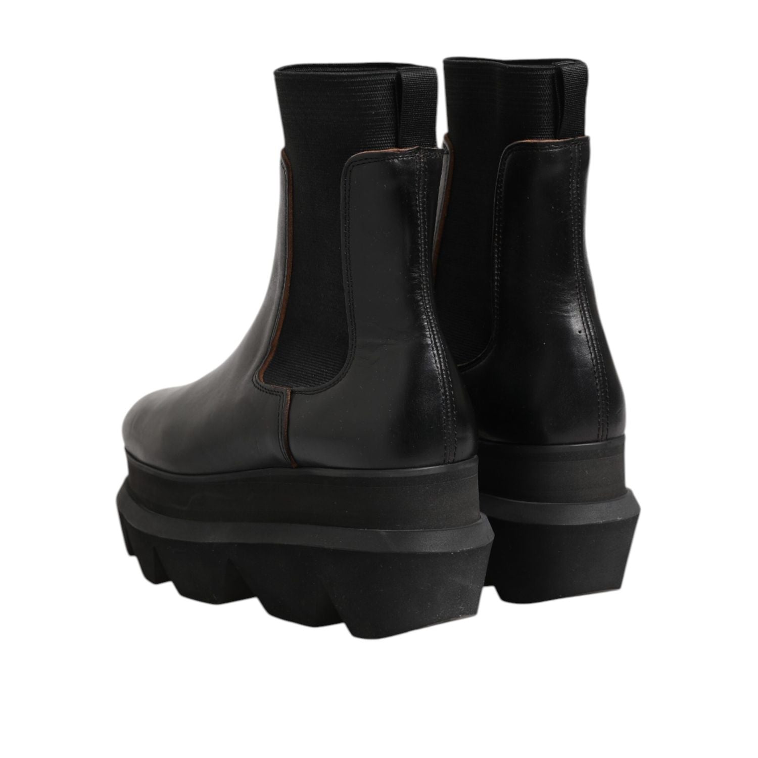 Sacai Black Chelsea Leather Pull On Women Ankle Boots Shoes