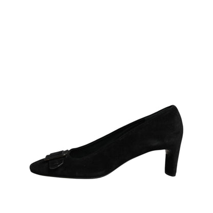 DEL CARLO Black Suede Leather Slip On High Heels Pump Shoes