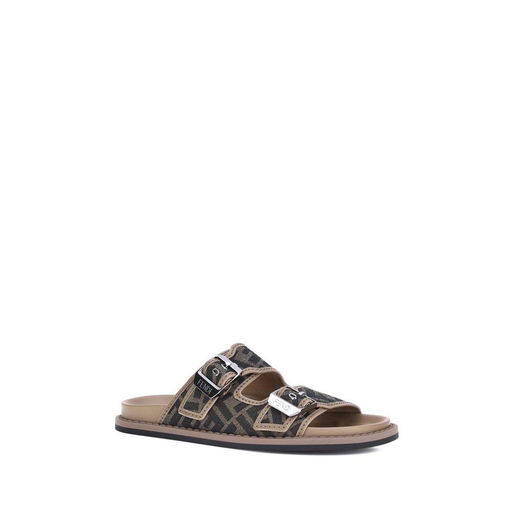 Fendi Brown Calf Leather Bos Taurus Sandals