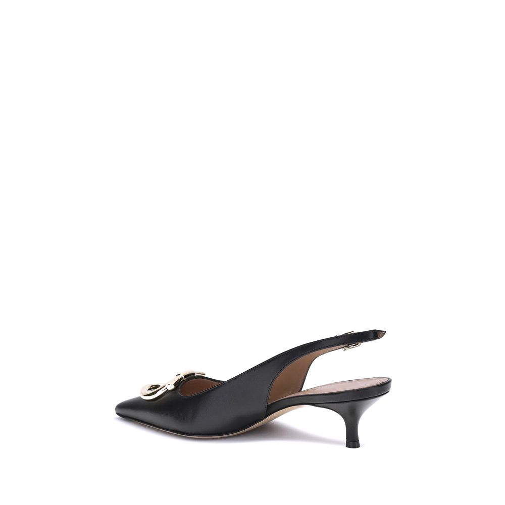 Ferragamo Black Calf Leather Bos Taurus Pumps