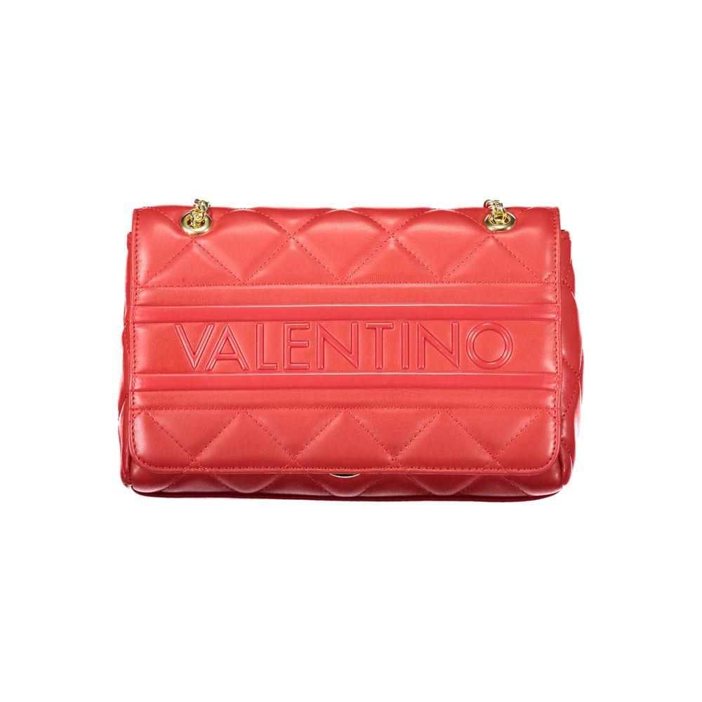 Mario Valentino Red Polyethylene Women Handbag with chain detail and logo embossment, showcasing style and functionality.