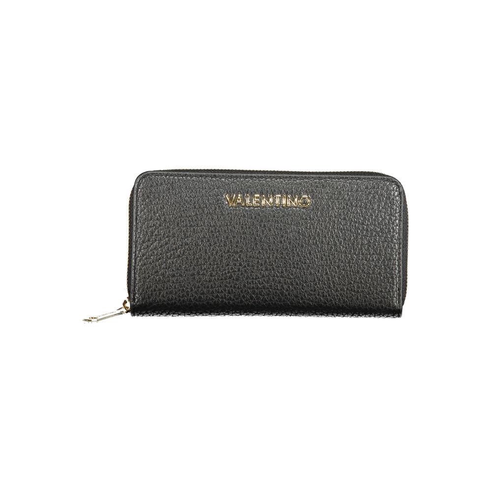 Mario Valentino Black Polyethylene Wallet with zip closure, double card spaces, and coin purse