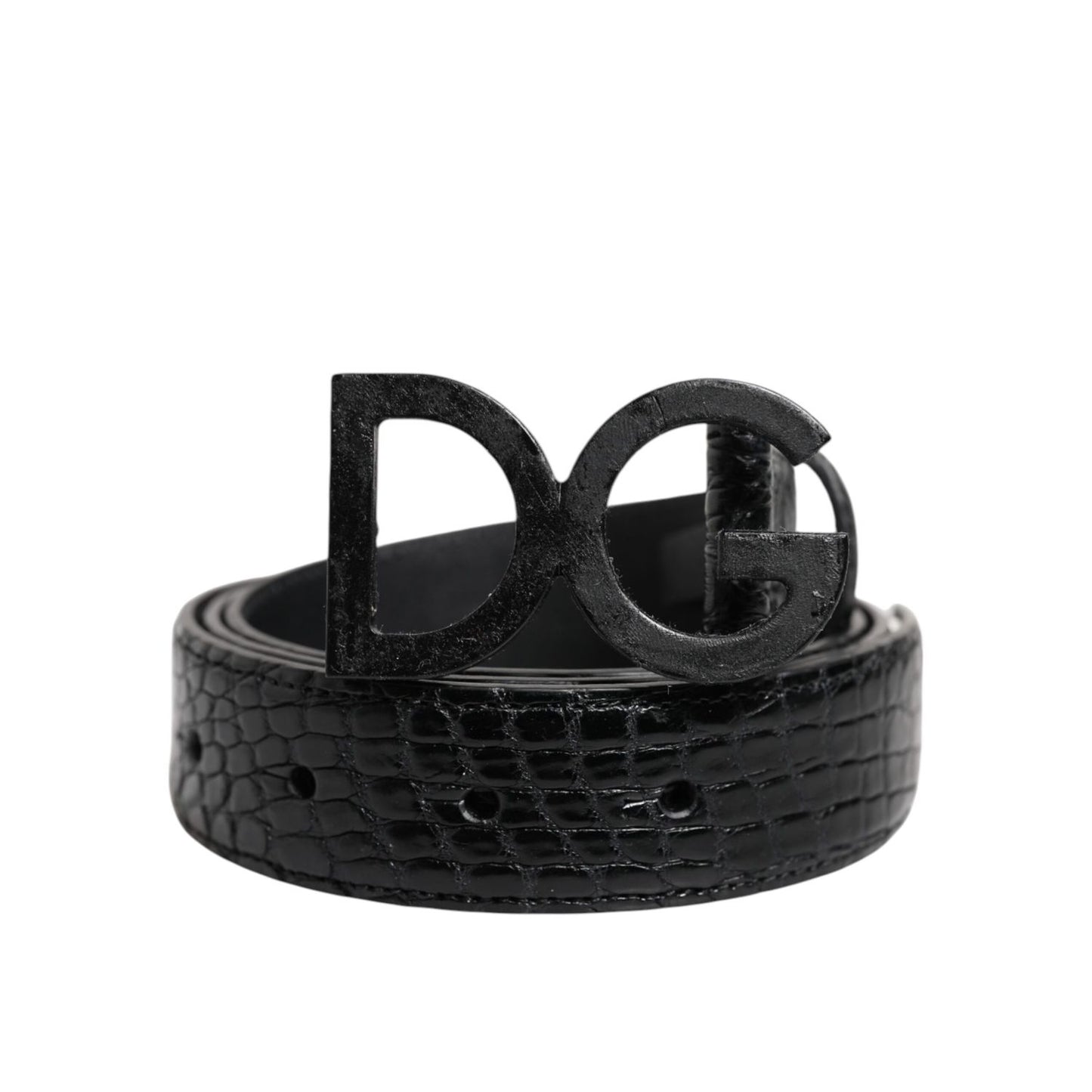 Dolce & Gabbana Black Leather Classic Metal DG Buckle Belt