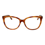 Guess Brown Women Glasses Frame, full-rim acetate butterfly design with demo lenses and spring hinge, size 55-17-140.