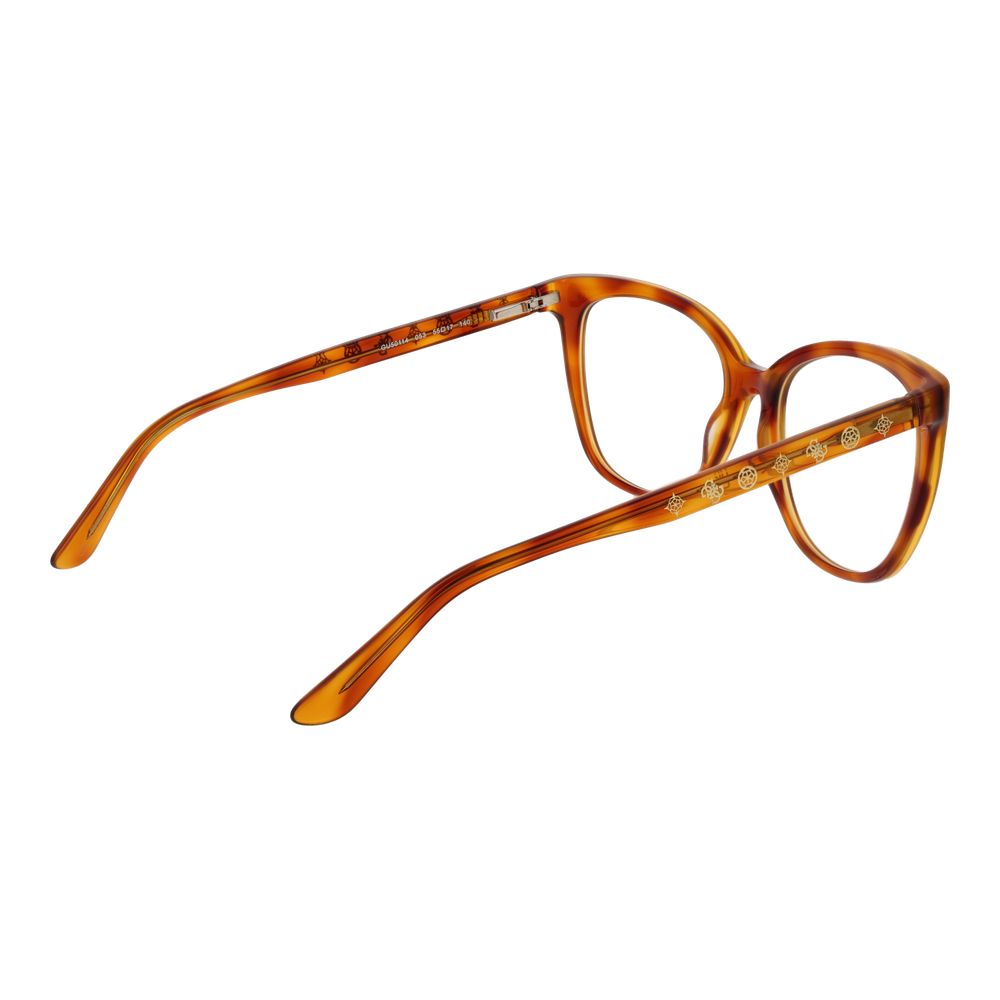 Guess Brown Women Glasses Frame in acetate with butterfly style and full-rim design, featuring a 55mm lens width and 17mm bridge.
