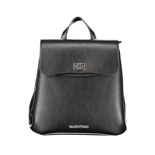 Mario Valentino Black Polyethylene Women Backpack with sleek design and luxury appeal.