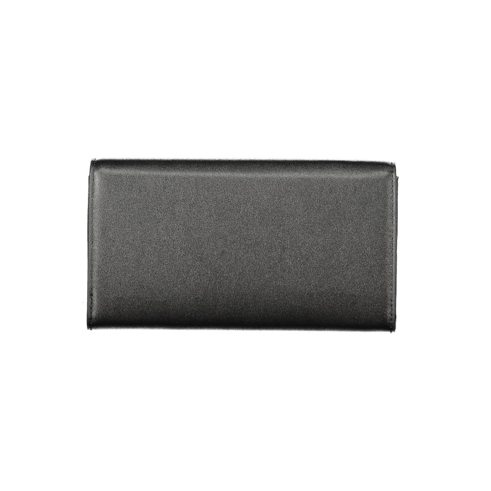 Mario Valentino Black Polyethylene Women Wallet with elegant multi-section design for cards and cash.