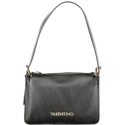 Mario Valentino Black Polyethylene Women Handbag with adjustable strap and zip closure showcasing luxury design.