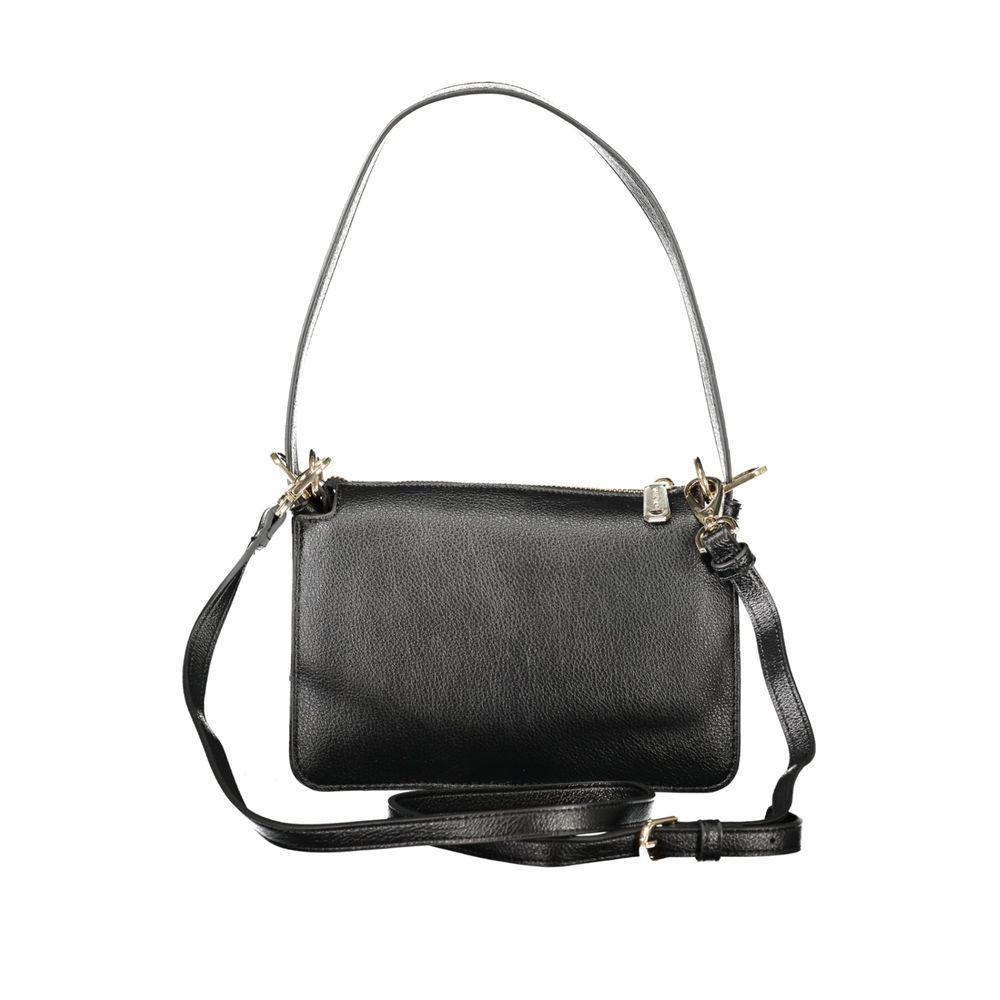 Mario Valentino Black Polyethylene Women Handbag with adjustable strap and zip closure, featuring multiple compartments.