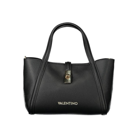 Elegant Mario Valentino Black Polyethylene Women Handbag with dual handles and removable pouch for stylish organization