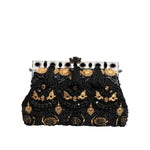 Dolce & Gabbana Black Tassel Gold Baroque Crystal Evening Clutch Bag