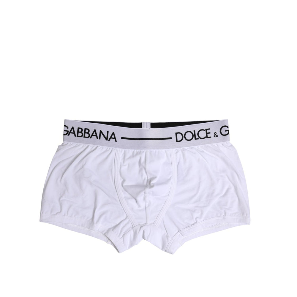 Dolce & Gabbana White Cotton Stretch Regular Boxer Underwear