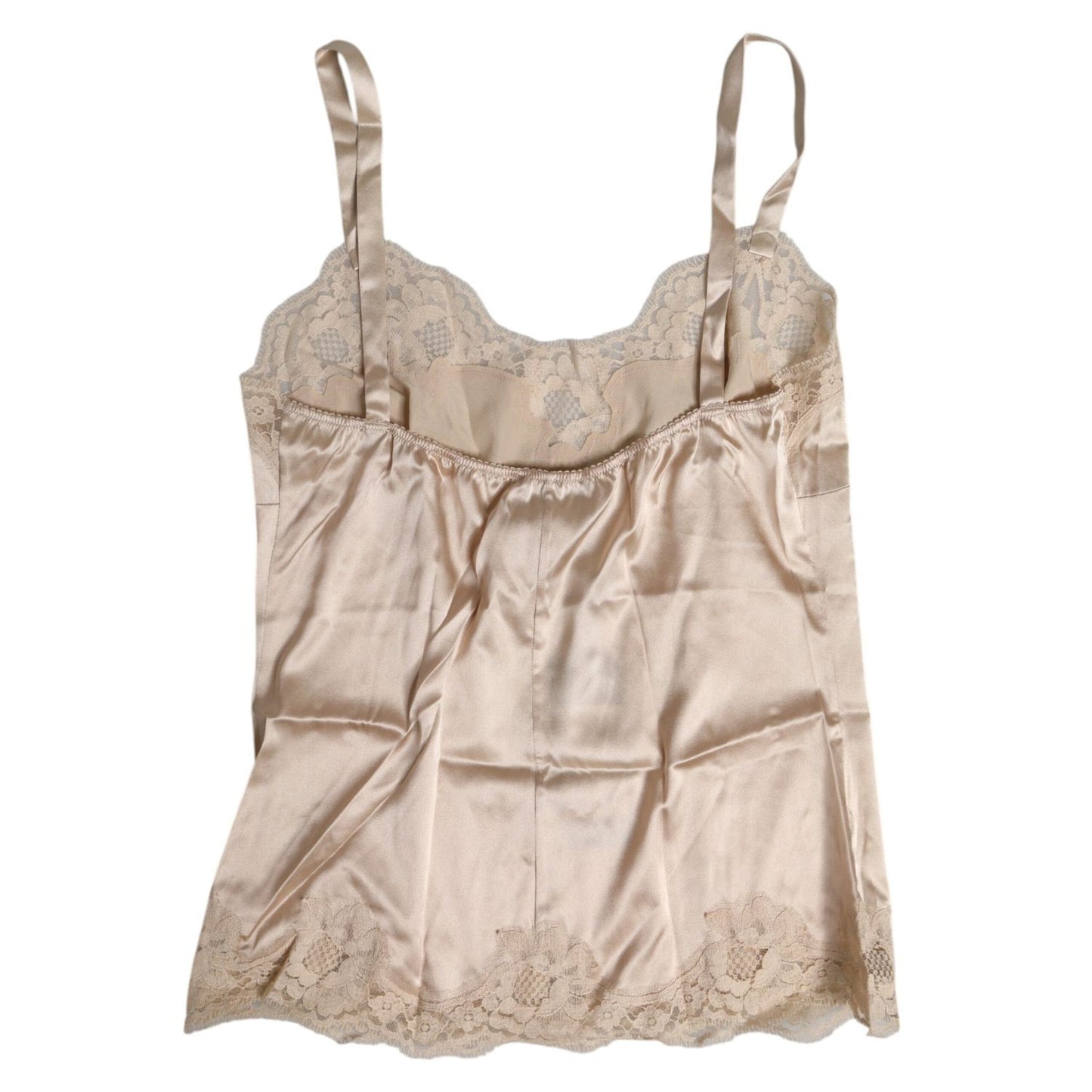 Dolce & Gabbana Beige Lace Silk Satin Tank Lingerie Underwear