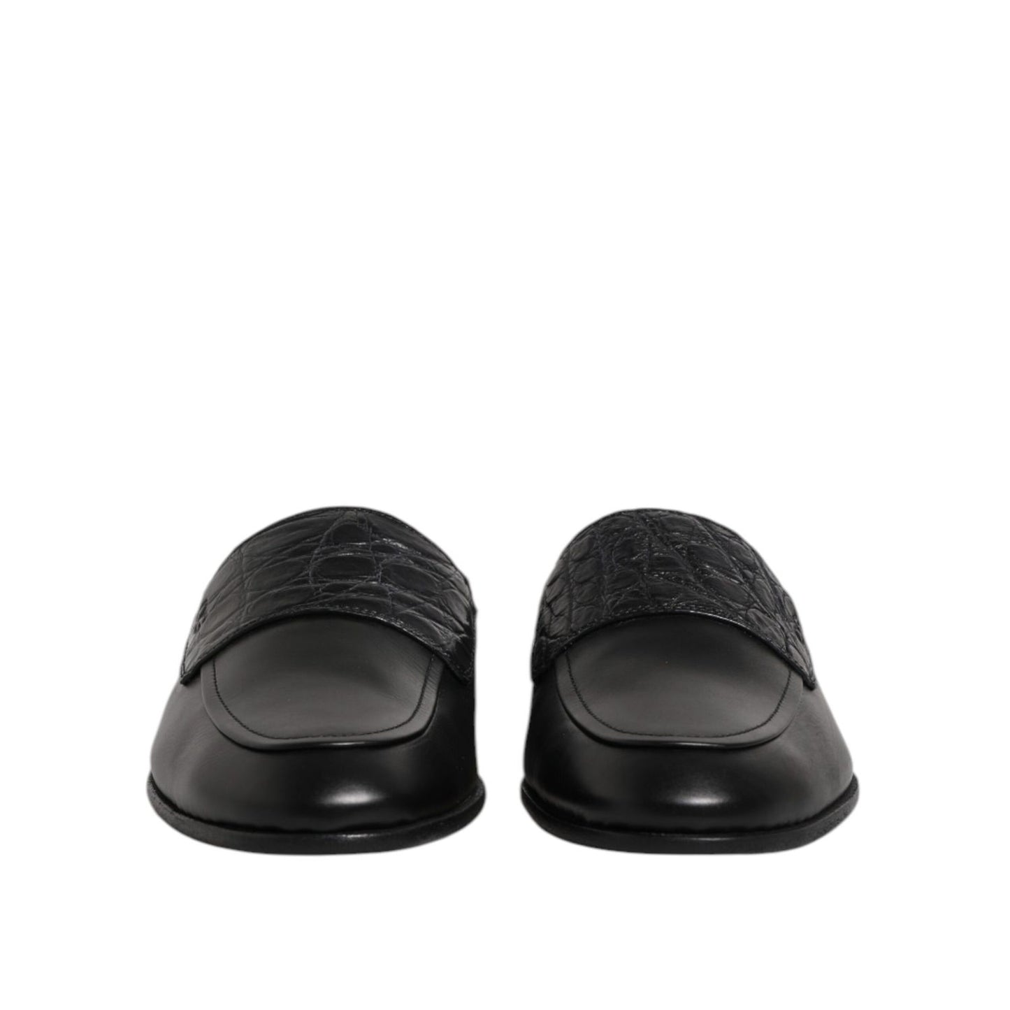 Dolce & Gabbana Black Calfskin Leather Slip On Loafers Shoes