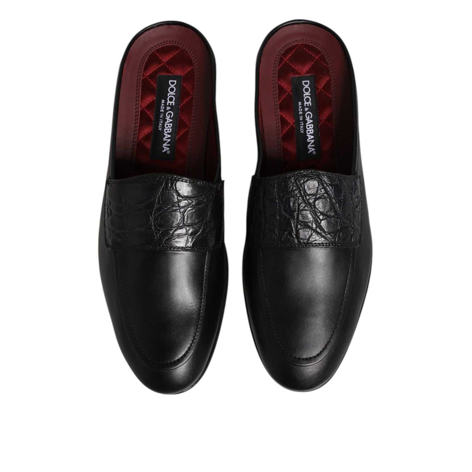 Dolce & Gabbana Black Calfskin Leather Slip On Loafers Shoes