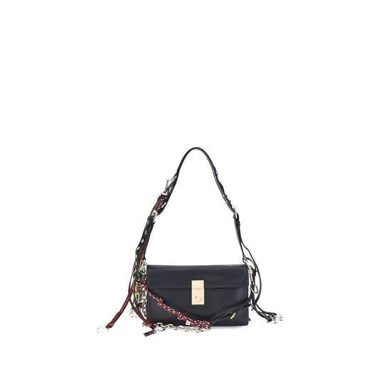 Prada Black Calf Leather Bos Taurus Shoulder Bag with adjustable strap and metallic logo