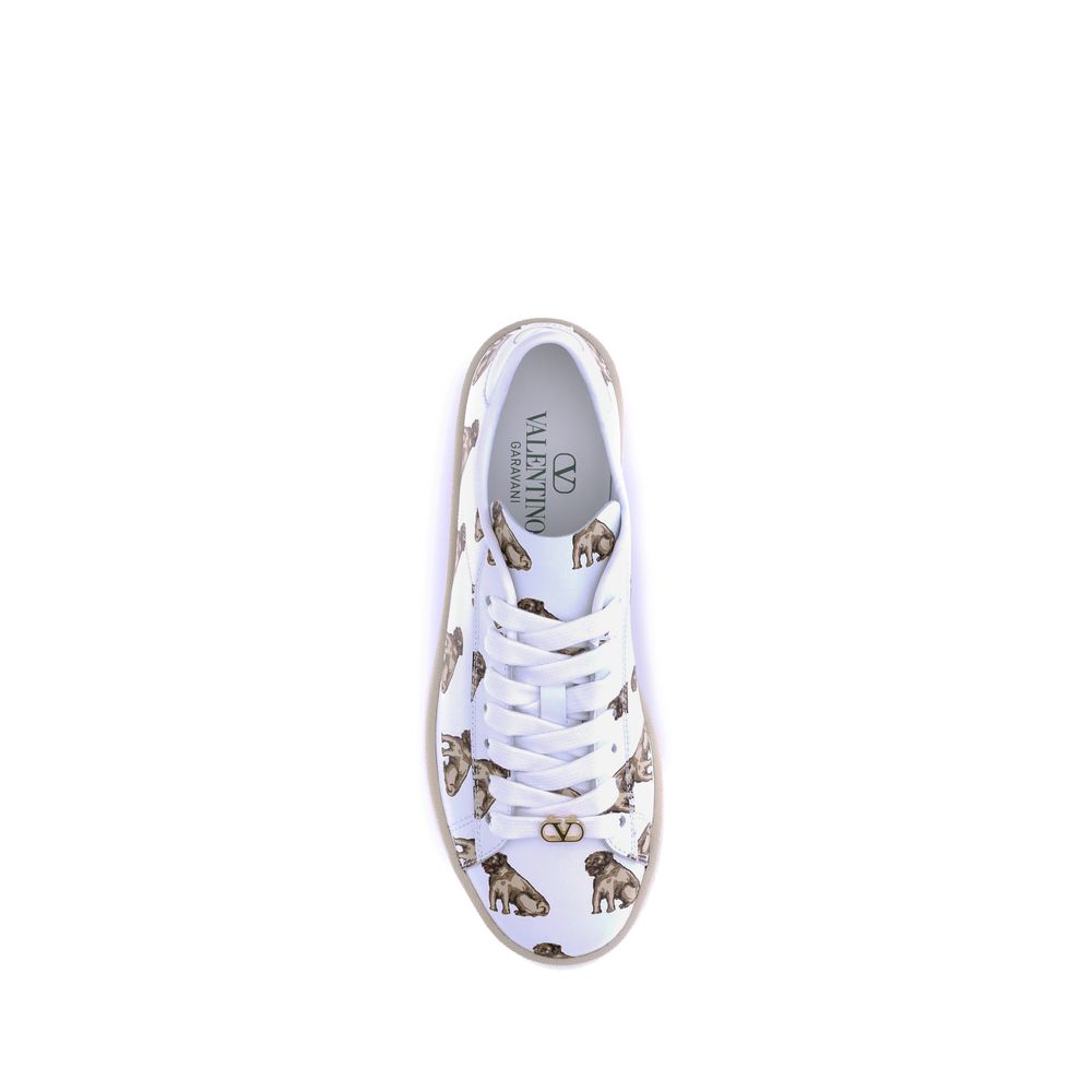 Valentino Garavani White Calf Leather Bos Taurus Low Top Sneakers
